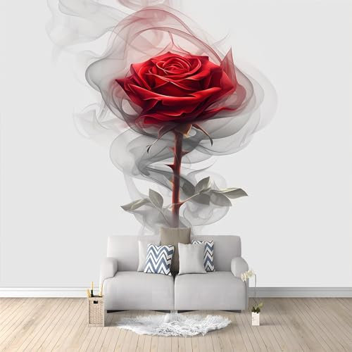 Papier Peint Intissé Rose rouge Déco Murale Maison Chambre Salon, Photo Murale Décorative - Pour Jeunesse Enfants 300 x 210 cm