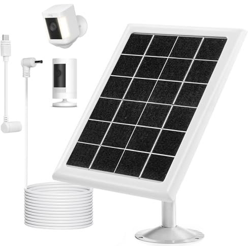 Ringkamera-Solarpanel-Ladegerät, kompatibel mit Stick Up Cam, Stick Up Cam Pro, Spotlight Cam Plus, Spotlight Cam Pro, TypeC und Ring Barrel DC Stecker, 6W5V (1 Stück)