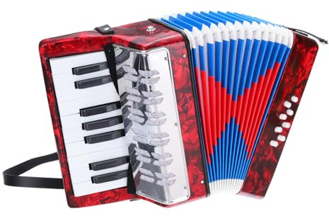 sourcing map Akkordeon, 17 Tasten, 8 Basstasten, Akkordeon, Mini-Musikinstrument, leicht, für Kinder, Anfänger, pädagogisch, Rot