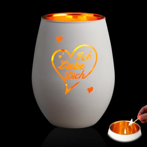 Sandiyago Geschenke für Paar, Windlicht mit Gravur, Liebe Dich Gesschenke, Geschenk für Paar Teelichtglas, Personalisierte Geschenke für Feiertagsfeiern