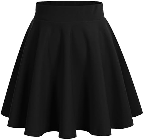 DRESSTELLS Skirt for Women Stretchy Flowy Basic Flared A-Line Casual High Waist Versatile Mini Skirts