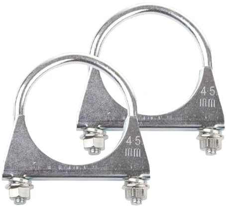 HARY 2Pcs 45mm Exhaust Clamp, Heavy Duty U-Shaped Car Clamp, M8 Pipe Clamp Ø45mm, Galvanized U-Bolt Clamp for Motorcycle and Car Exhaust Pipes