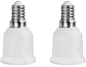 noobibaba E14 a E27 Adattatore per presa di corrente, adattatore a vite per portalampada di alta qualità, plastica PBT ignifuga, 2 pezzi