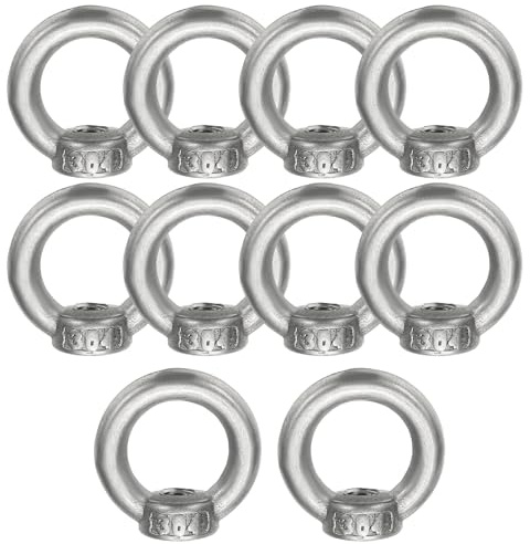 sourcing map M5 Lamp Female Loop Holder, 10pcs 304 Stainless Steel Lifting Eye Nut Hook Ring Shape Support to Chandelier Lighting Fixtures, 40kg Load