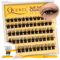 QUEWEL Pre Glued Eyelashes Cluster Kit Natural Lash Clusters, D Curve Pre Glued Cluster Lashes, Strong Hold 10-16MM No Glue Needed Self Adhesive Lashes Kit at Home(MJ04)