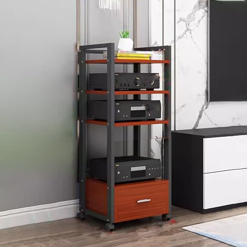 SXYKXYDL Audio Rack Power Amplifier Equipment Cabinet TV Stand with Storage and Shelves Furniture Media Stand DVD CD Player Stand Large Media Storage Shelf On Wheels for KTV (Size : 4Tiers120cm tall)