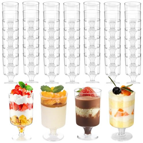 WEELOO Mini Dessert Cups, Reusable 50 Pcs Small Mousse Pots Transparent Pudding Pots Jelly Jars Reusable Serving Bowl Tall Glasses Clear Cups
