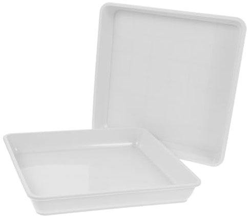 Toyvian 2 Piezas Bandeja de Maceta Exterior Drenaje Cuadrado maceteros Plato de Plantas Jardinera Cuadrada Bandeja para Maceta Cuadrada Maceta de Flores el plastico