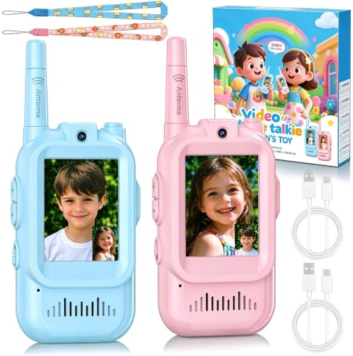 Walkie Talkie Kinder, Video Walkie Talkie Outdoor Spielzeug ab 3 4 5 6 Jahre, Walky Talky Aufladbar mit Display, Geburtstagsgeschenk Ostern Geschenk fürJungen Mädchen, Abenteuer im Freien