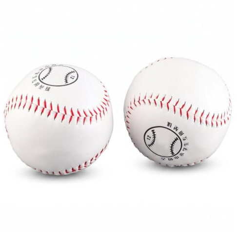 CHEOTIME 12 Inch Training Softball, 2Pcs Baseball Ball for Practice Games | Soft PU Leather Cover, with Sawdust Filling, HandSewn Stitching, Softball Balls Practice, Rounders Ball for Daily Practice