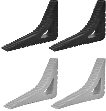 Luxvara Lot de 4 Arrêts de Portes, Cale de Porte Antidérapante, Arrêt de Porte en Caoutchouc, Cale-Porte Mobile Protection Compatible avec Tous Types de Sols pour Intérieur Extérieur (Gris, Noir)