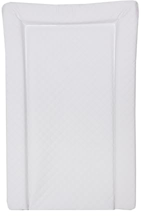 Deluxe Unisex Baby Waterproof Changing Mat with Raised Edges 46x73cm Quilted Caro Solid Colour - Pink or Blue or White or Grey (White)
