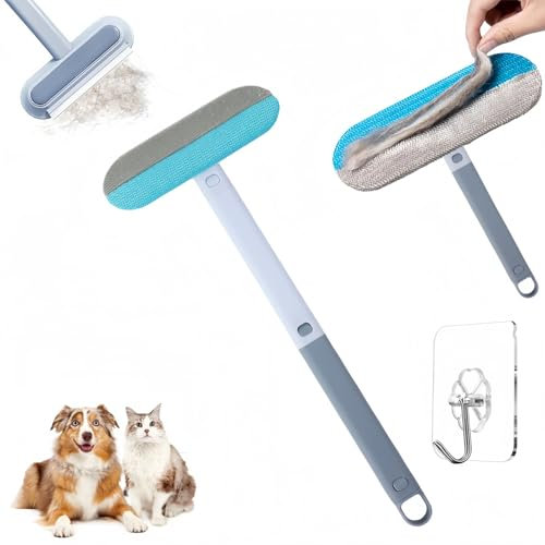 MHwan 3 in 1 Tierhaarentferner, leistungsstarke Zweiwegebürste, Verstellbarer verlängerter Griff, kein Bücken zum Reinigen nötig, automatische Haarsammlung, wiederverwendbarer Katzenhaarentferne