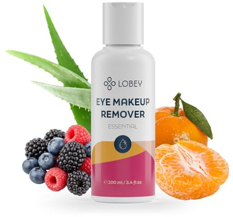 LOBEY Eye Makeup Remover - Gentle Eye Cleanser - Removes Mascara & Eyeliner - Oil Free & Perfume Free - With Aloe Vera & Panthenol - For Sensitive Skin & Contact Lens Wearers (100 ml)