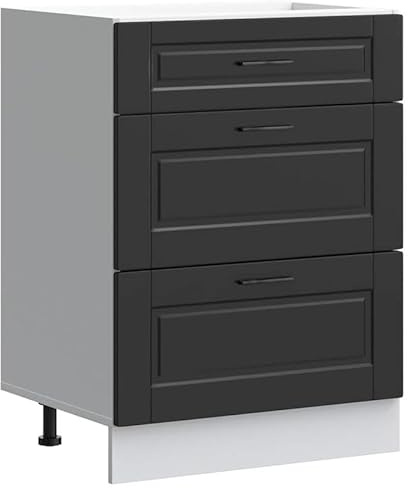 Eleganz Küchenunterschrank Porto Schwarz Holzwerkstoff - Unterbauküchenschrank für Moderne Küchen, langlebig & platzsparend, ideal für kleine Räume