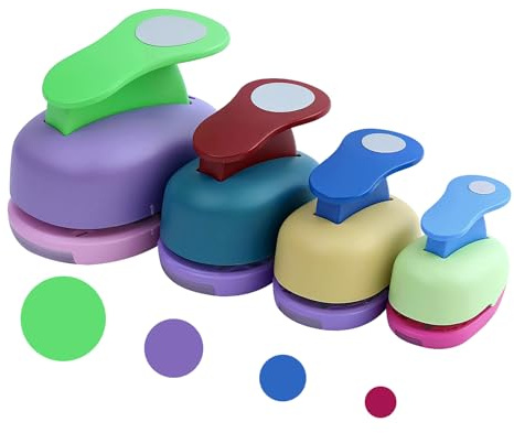 4 Stück runde Locher, mehrfarbige runde Motivstanze, Papierstanzer-Set, für Scrapbooking, Basteln, Geschenkpapier, Lesezeichen, Umschläge (8mm, 16mm, 25mm, 38mm) (Zufällige Farbe)