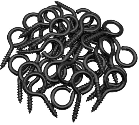 5-50pcs Screw Eye Hooks Heavy Duty 12 14 16 Black Zinc Plated 1-5 Metal Small Eyelet Screws for hanging lights DIY Jewelry(No.1 50pcs)