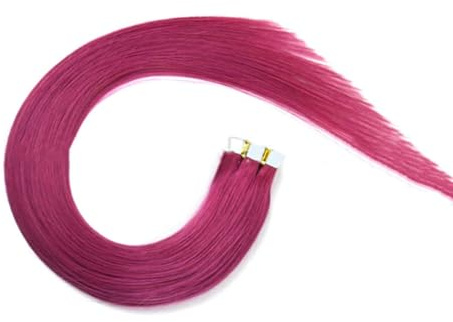 FUIBEJAE Tape in Haarverlängerungen, 50G 20Pcs 20Inch Rose Pink Real Human Remy Glattes Haar, unsichtbares Tape in Extensions mit dicken Enden für Frauen Mädchen