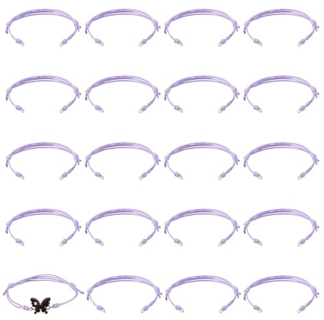 Boutigem 20Pcs Lilac Adjustable Bracelet Making Korean Waxed Polyester Cord Bracelet String with Jump Rings 9-1/4 Inch Friendship Bracelets Adjustable Rope Bracelets for Women Men Jewelry Making