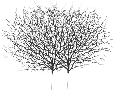 Lurrose 2 Stück Künstliche Korallenzweige Schwarz (45x50cm) - Realistische Deko Zweige für für DIY Dekoration Langlebige Vasefüllung Naturgetreue Antler Twigs für Wohnraumgestaltung