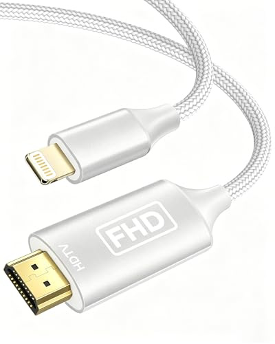 Cavo Lightning a HDMI 2M [Apple MFi Certified], adattatore AV digitale 1080P per iPhone, convertitore schermo di sincronizzazione audio video, compatibile per iPhone 14 12 11 XS XR X