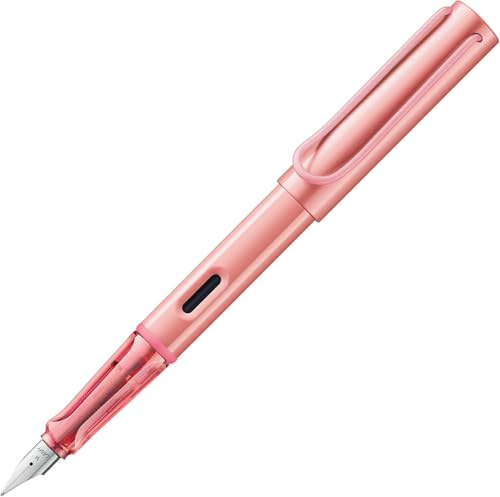 Lamy AL-star flamingo Füller mit polierter Stahlfeder in Strichbreite M | Lamy Füller mit ergonomischem Griff – leichtes Aluminiumgehäuse – inkl. Tintenpatrone LAMY T 10 blau – Rechtshänder