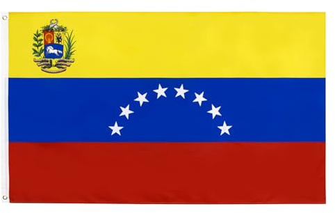 Drapeau Vénézuela 150x90 cm00% Polyester Avec Oeillets Métalliques Intégrés, Pavillon Vénézuelien pour balcon ou mur (150 * 90CM)
