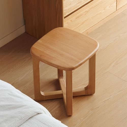 YESWOOD Rechteck Sitzhocker aus Massivholz Schminkhocker, Natur 38 x 38 x 42 cm
