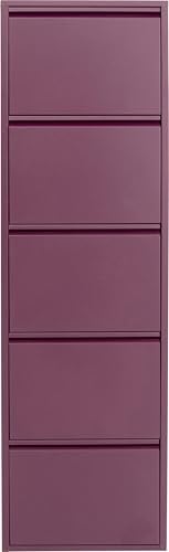 Kare Design Schuhschrank Caruso, Beere, 173x50x15 cm, Schuhablage, Schuhkipper, Schuhregal, mit 3 Klappen, für 6 Paar Schuhe, Stahl, Schmal, Platzsparend, Hoch, Eingangsbereich