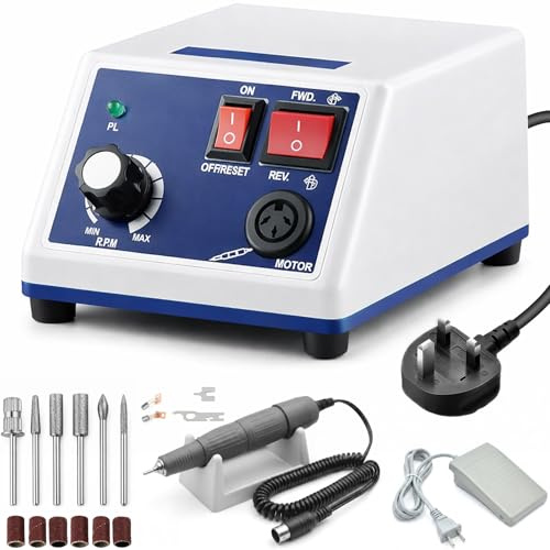 Electric Nail Drill Machine - Dental Lab Micromotor Drill Polisher Machine, Electric Micromotor Polishing Machine, for Tooth Grinding and Polishing, Nail Drilling and Buffing, Stone Carving