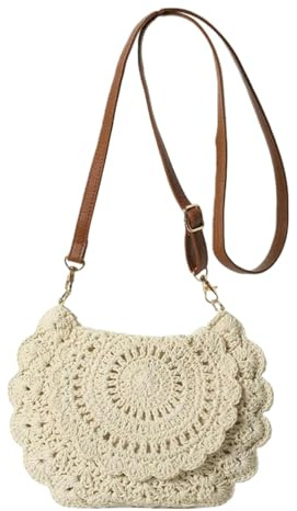 XYNM Handtasche Handgefertigte, Gehäkelte, Runde Umhängetasche Für Frauen, Leichte, Verstellbare Schultertasche Im Boho-chic-Stil-a