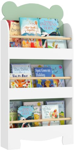 AIYAPLAY Bücherregal Kinder mit 3 Regal aus Holz 55 x 15 x 110 cm Grün | Kinderregal, Spielzeugregal, Kinderzimmerregal für Bücher, Spielzeug, Kinderzimmer