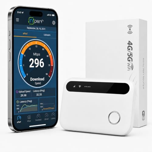 5G Mobile Portable Wi-Fi 6 Router, Wi-Fi 6 Mobile Hotspot, 300Mbps Ultra-Fast Internet,Supports 30 Devices, Ideal for Travel, Remote