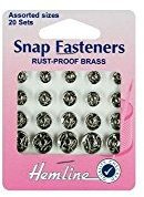 Hemline H420.99 Nickel Brass Rust Proof Sew On Snap Fasteners 6,7,9,11mm 20 Set