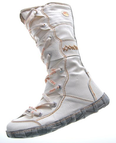 TMA Leder Stiefel Damen Winter Schuhe gefüttert Weiß Kniehohe Damenstiefel Gr. 36