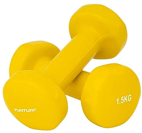 Tunturi Kurzhantel-Set, farbige Hanteln mit 2 x 1,5 kg, Vinyl, Stahlhanteln