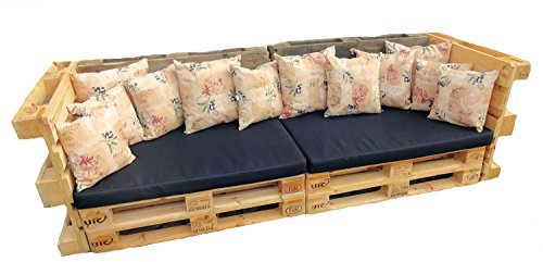Rattani Polster für Palettensofa, Palettenpolster, Palettenkissen, Europalette, Set 2 Sitzkissen + 12 Rückenkissen, Fb. schwarz