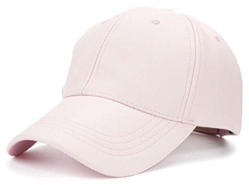 Kuyou Unisex Klassische PU Leder Baseball Cap Sports Outdoor Basecap Kappe (Hell-Pink)
