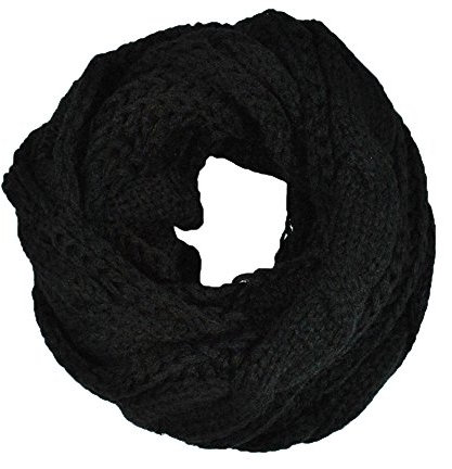 MAKFORT Damen Loop Schal Strickschal Loopschal Herbst Winter Dicker Schlauchschal Schwarz