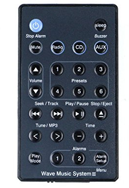 Remote (Noir) pour Bose Wave Radio/CD Système de Musique III Awrcc2 Awrcc3