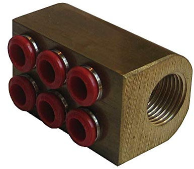 HoWaTech Metall Verteiler Block mit Innengewinde | Anschlüsse für alle 8 mm Warmwasser Fußbodenheizungen, Anschluß:6-fach