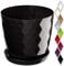 KADAX Pot de Fleurs en Plastique avec Soucoupe Intégrée, Pot de Plante pour Une Décoration Florale Moderne dans l'espace Interieur (12 cm, Noir)