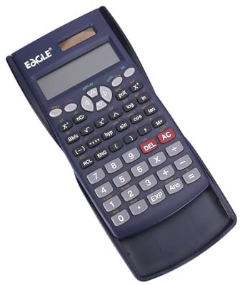 Eagle Wissenschaftlicher Taschenrechner, 12+10-stellig, 2-zeiliges Display, 240 Funktionen, Solar- und Knopfbatterie, mit verschiebbarer Rückabdeckung, Schwarz