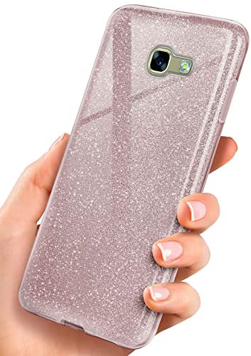 ONEFLOW Glitter Case kompatibel mit Samsung Galaxy A5 (2017) Hülle Glitzer Stoßfest, Silikon Schutzhülle dünn, Handyhülle Diamant Strass, Glitzerhülle mit Bling Sparkle - Roségold