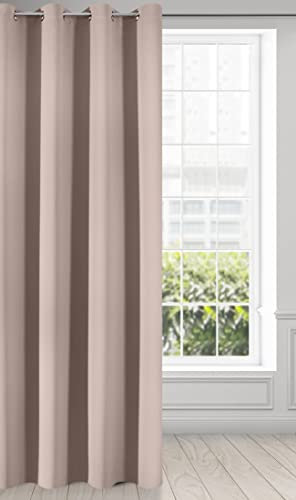 Eurofirany LOGAN Tenda Oscurante Extra Lunga - 1 Unità, Occhielli, Blocco della Luce, Oscuramento della Stanza, Camera da Letto, Soggiorno, 135x250 cm, Rosa Cipria