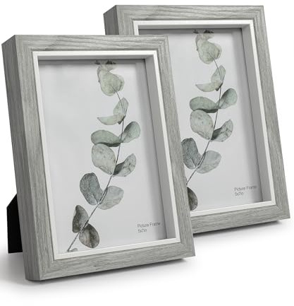 Afuly 13x18 Bilderrahmen Grau Shabby Holz Fotorahmen Schreibtisch oder Wandbehang Familie Geschenk, 2er Set