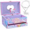 Jewelkeeper - Boîte à Musique Licorne Barbe à Papa & Parure assortie pour petites filles - 3 Cadeaux Licorne pour filles