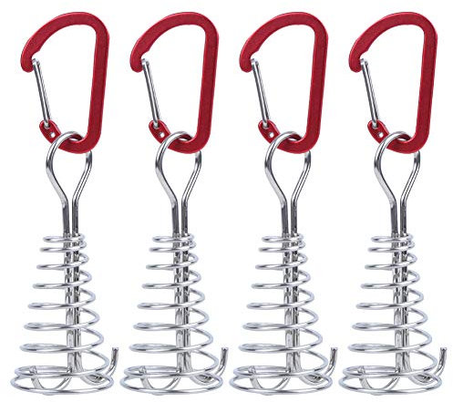 MAGT Camping Zelt Spring Nail, 4Pcs Edelstahl Outdoor Markise Zelt Spring Nails Hochfestes Outdoor Camping Zelt Windseilschnalle für Zelt