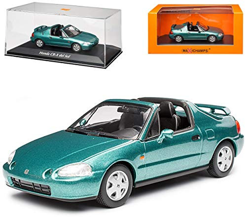 NEW Hon-da CR-X Del Sol Typ EH6 Cabrio Türkis Grün Metallic 1992-1998 1/43 Minichamps Maxichamps Modell Auto mit individiuellem Wunschkennzeichen