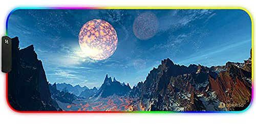 DORRISO RGB Tappetino per Mouse Gaming 900 x 400 x 3 mm XXL Grande Mouse Pad 12 LED Effetti Luce Superficie Liscio Computer PC e Laptop Tappetini per Mouse Blu B